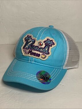 Wild Wear Embroidered Graphic Cap Turquoise Adjustable Hat NWT
